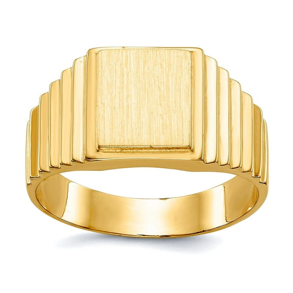14k Yellow Gold Solid Polished Mens Signet Ring Size 10 Ring for Men - 6.8 Grams