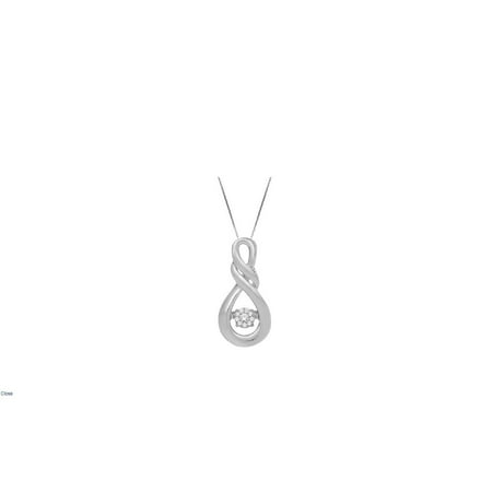 Genuine Natural .15 Carat Dancing Diamond Infinity Pendant Necklace In 14K White Gold.