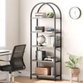 thumbnail image 4 of Faitaliicy 5 Tier Bookshelf Arched Standing Tall Bookcase Metal Frame Open Storage Rack Modern Display Rack Large Wood Book Shelf For Bedroom Living Room Office Study Room, 4 of 9