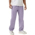 thumbnail image 4 of Dwelliawo Men's Baggy Sweatpants Elastic Waist Straight Leg Workout Pant Athletic Fleece Lightweight Sweatpants with Pocket Winter Loose Pants Light Purple XL, 4 of 7
