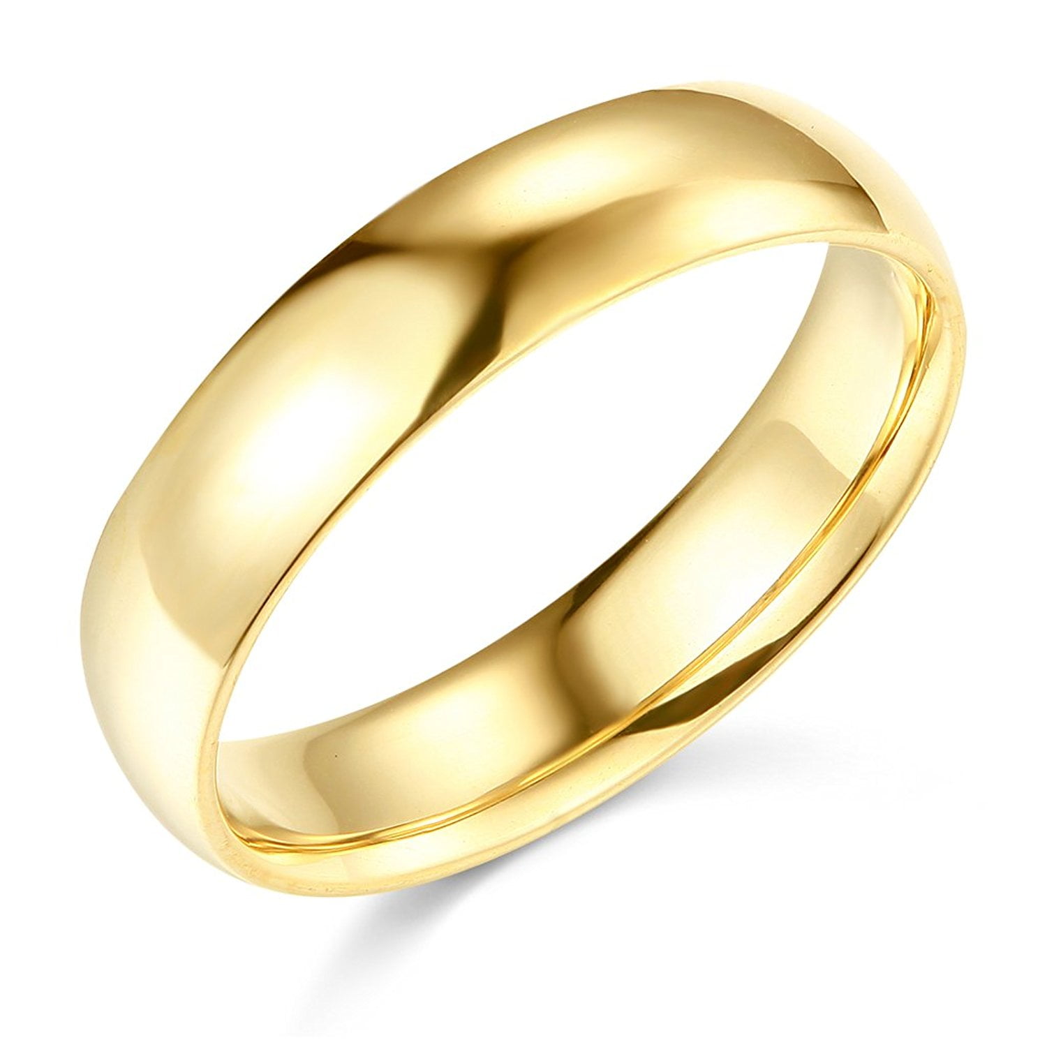 4 mm Solid 14k Yellow Gold Band Plain Wedding Ring Polished Finish Regular Fit
