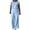 Sky Blue, variant on Womens 2 Piece Outfits Dressy Casual Cap Sleeve Keyhole-Back Crewneck Top and Wide Leg Long Pants Sets (XL, Sky Blue)