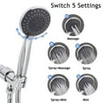thumbnail image 2 of Shower Heads with Handheld Spray 5-Mode Hand Held Shower Head with Long Hose, High Pressure and Detachable, with Hose 60 inch, Chrome, 2 of 14