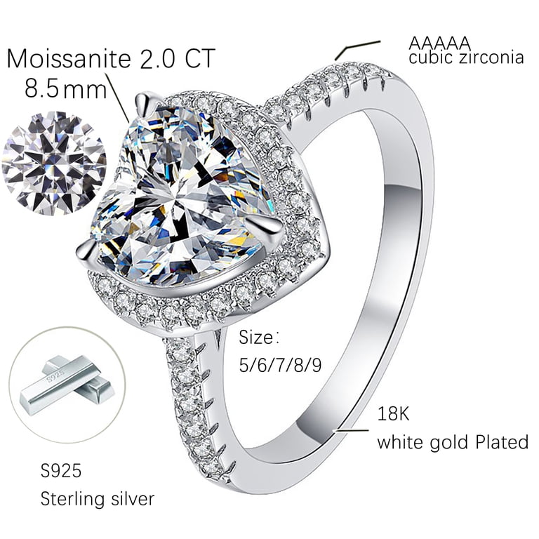 Elspeth 925 Sterling Silver Heart Engagement Ring for Women  display picture 1