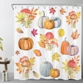 thumbnail image 2 of HVEST Autumn Pumpkin Shower Curtain,Watercolor Pumpkin With Small Mushrooms and Maple Leaves Bathroom Shower Curtain Natural Plants Polyester Fabric Decor Curtain with Hooks, 72X72 inch, 2 of 7