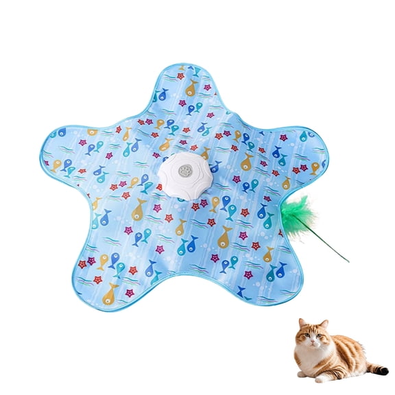 Pet Toys Cat Teaser Toys Blue Star ToyHide And Seek Interactive Cat Moving Concealed Wand Automatic Chargeable Indoor Exercise Squeaky Floral Cover