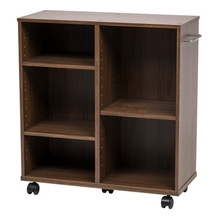 Iris Deep Wooden Rolling Shelf Dark Brown Com