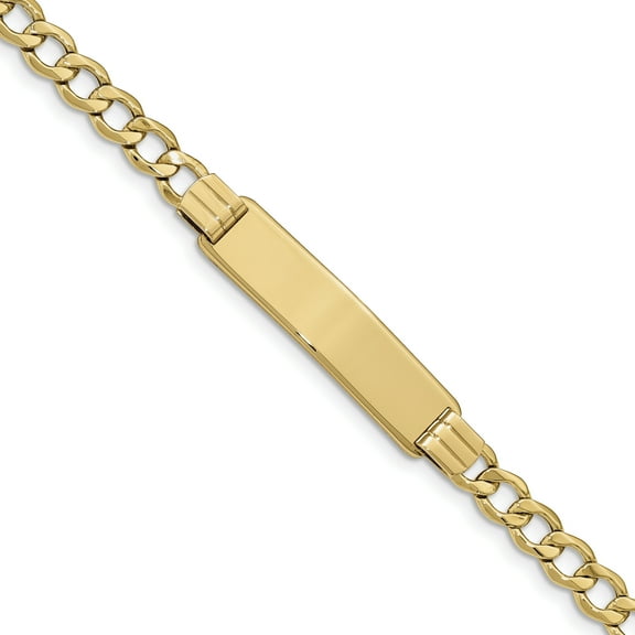 Primal Gold 14 Karat Yellow Gold Semi-solid Curb Link ID Bracelet