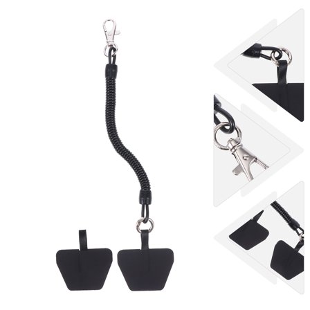 NICEXMAS Anti Lost Phone Lanyard Tether Elastic Coiled Stretchy Strap Black Pvc 1 Set