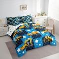 thumbnail image 3 of Homewish Boys Girls Yellow Truck Twin Bedding Sets 7-Piece,Cartoon Car Bedding Comforter Set Microfiber,Geometric Plaid Grid Breathable Sheet Sets,Super Cozy Room Decor,Reversible, 3 of 8