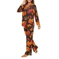 thumbnail image 3 of Garronmavis Maple Leaves Womens Pajamas Sets Loungewear Cozy Notch Collar Top and Pants Sleep Set Classic Button Down Pjs Soft Casual Lounge Sets, 3 of 7