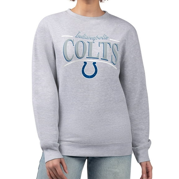 Women's Starter Gray Indianapolis Colts Arch Stripe Fleece Pullover Sweatshirt