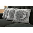 thumbnail image 5 of Ambesonne Mandala Throw Pillow Cover 4 Pack, Moon Stars Bohemian Pattern, 18", White Beige and Black, 5 of 5