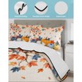 thumbnail image 3 of Quilt King Size Bedding Set, Thanksgiving Reversible Summer Quilt 3 Pieces, Fall Squirrel Pumpkin Maple Leaves Floral Lightweight Bedspreads Coverlets with 2 Pillow Shams for All Seasons, 3 of 5