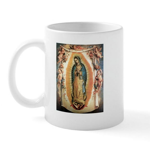 CafePress - Our Lady Guadalupe With Angel Mug - 11 oz Ceramic Mug - Novelty Coffee Tea Cup