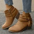 thumbnail image 2 of Women's Short Ankle Boots Low Heel Western Chelsea Dressy Slip on Booties Fall Winter Office Work Shoes, 2 of 9