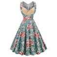 thumbnail image 1 of Pompotops Mode Femmes Été Rétro Décontracté Pull Imprimé Sexy Robe Longue Sans Manches, 1 of 5