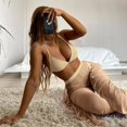 thumbnail image 3 of Bathing Suit 3Pcs/Set Swim Pool Matching Padded Charming Bra Briefs Swimwear Set with Long Pants, 3 of 5
