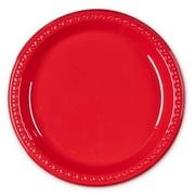 Great Value Disposable Plastic Party Plates, Red, 9 in, 50 Count