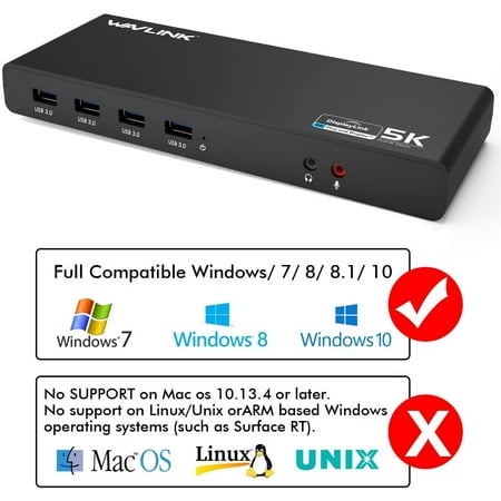 WAVLINK USB 3.0 USB C HD Dual 4K Universal Docking Station Laptop 5K