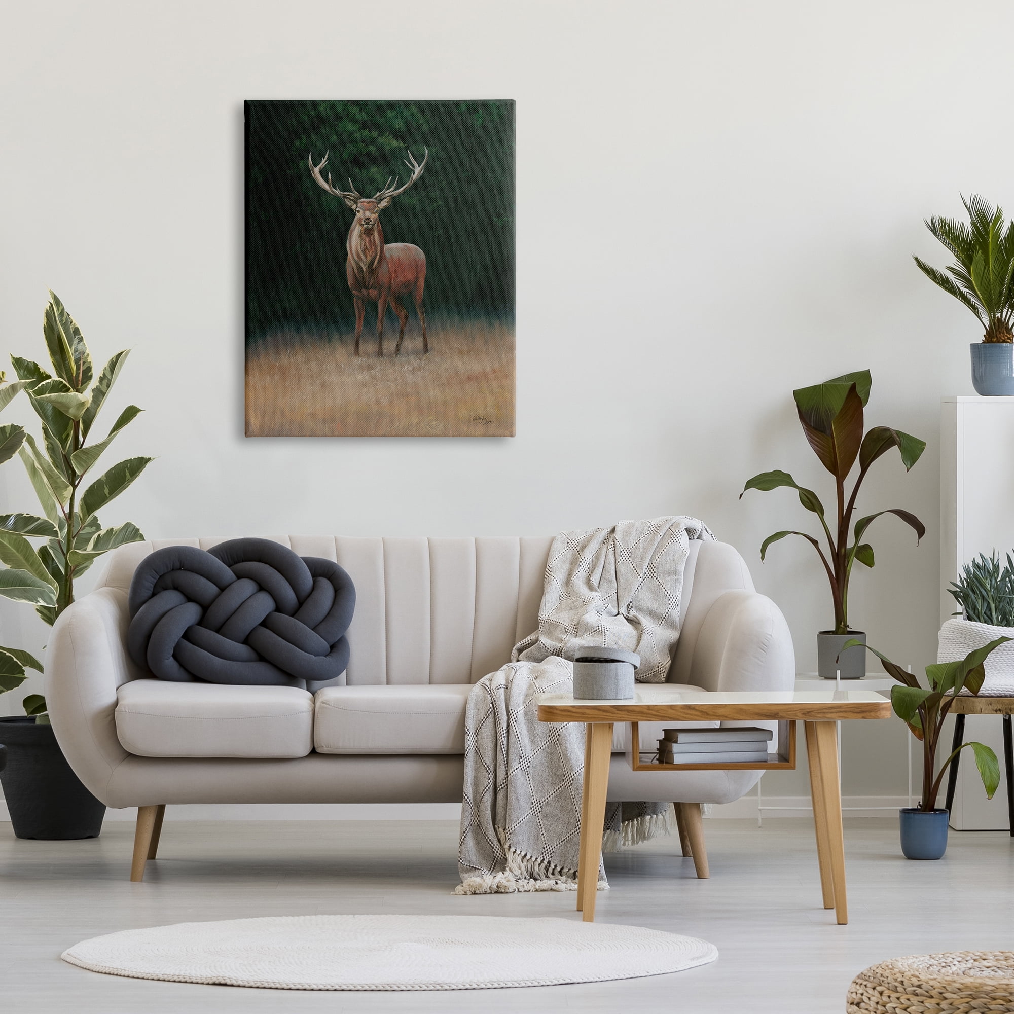 Stupell Industries Deer in Forest Clearing Animals & Insects Painting Gallery Wrapped Canvas Print Wall Art, 30 x 40