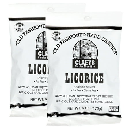 Claeys Sanded Licorice Drops, 6 Oz Bag - 2 Pack, Hard Sour Candy, Licorice Flavored Candy