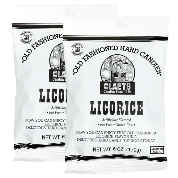Claeys Sanded Licorice Drops, 6 Oz Bag - 2 Pack, Hard Sour Candy, Licorice Flavored Candy