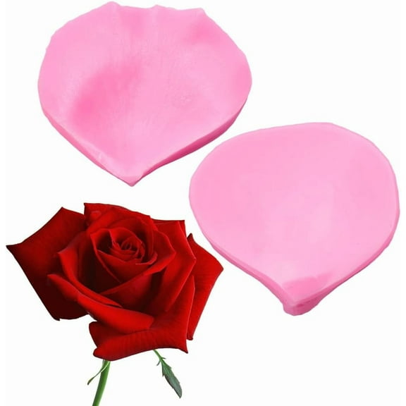 1 Box 2Pcs Petal Shaped Molds Flower Silicone Molds Pink Floral Rose Veining Petals Leaves Candy Sugar Cake Chocolate Press Fondant Tool for Decorating Cookie Gumpaste DIY Crafting Supplies for DIY