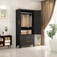 thumbnail image 3 of EROSOEI Metal Freestanding Armoire Wardrobe Clost With Hanging Rod and Drawers, 3 of 6