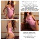 thumbnail image 5 of Lencería de una pieza para mujer, sujetador con aros y correa ajustable de cuero PU, ropa de dormir con gargantilla, rosa M, 5 of 6