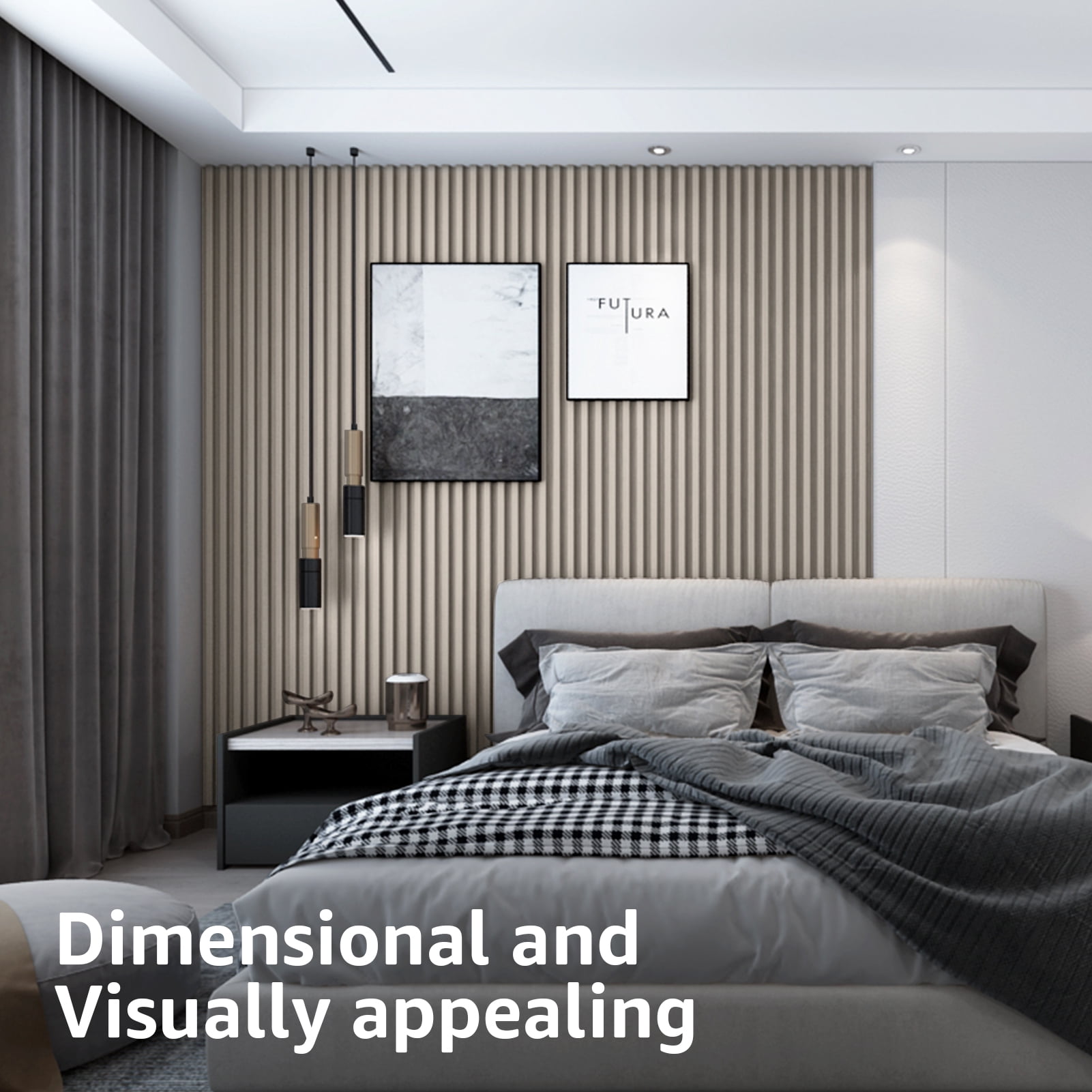 Art3d Slat Wall Panel,WPC Acoustic Diffuser 3D Wall Panel,8 Pieces 96x6 inch-White Ash(32 Sq.ft/Case)