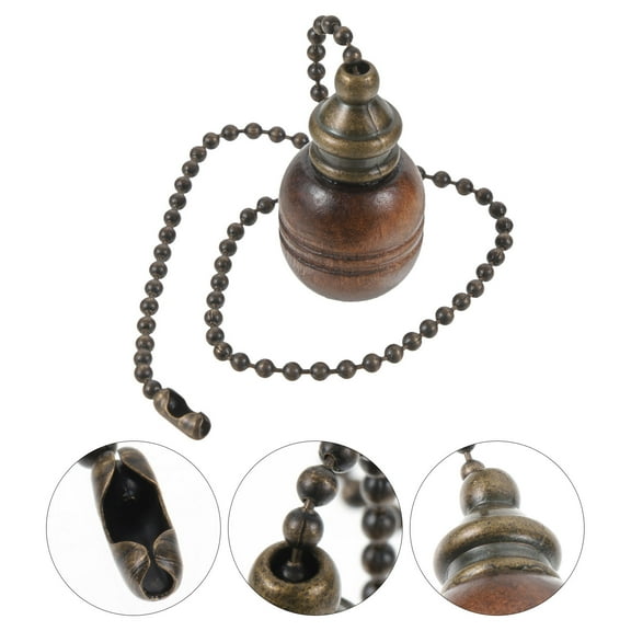 Topbathy Wood Ball Pull Chain for Ceiling Fan Decorative Light Pull Cord in Brown