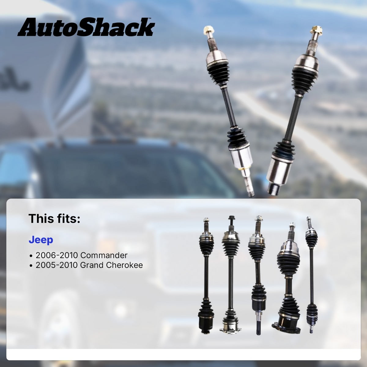 AutoShack Front CV Axle Shaft Assemblies for Jeep, Grand Cherokee 2005-2010 Commander 2006-2010, 4WD AWD V6 3.0L 3.7L V8 4.7L 5.7L 6.1L, Left and Right, Pair