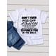 thumbnail image 1 of Women'S Funny Crew Neck T-Shirt - "Don't Ever Piss Off a Short Girl" Alphabet Print, Casual Short Sleeve Top, Soft Knit Fabric, Slight Stretch, Cotton, Regular Fit for Spring/Summer/Fall, 1 of 7