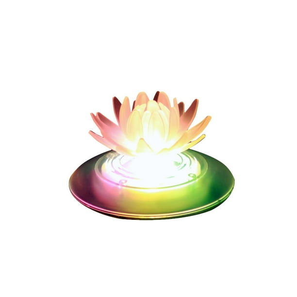 Luz de loto solar flotante, luz de flor de lirio que cambia de color, lámpara de noche de flores, luces flotantes de tanque de guisantes