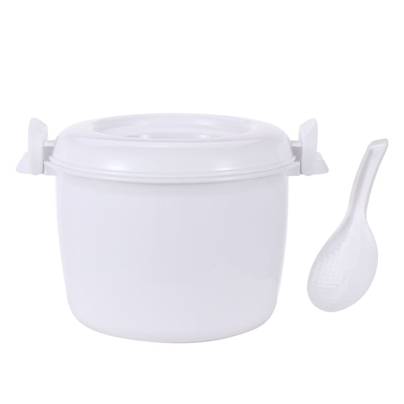 Aislor Food Grade Microwave Rice Cooker Microwave Bowl with Rice Paddle Food Steamer Non Stick White S