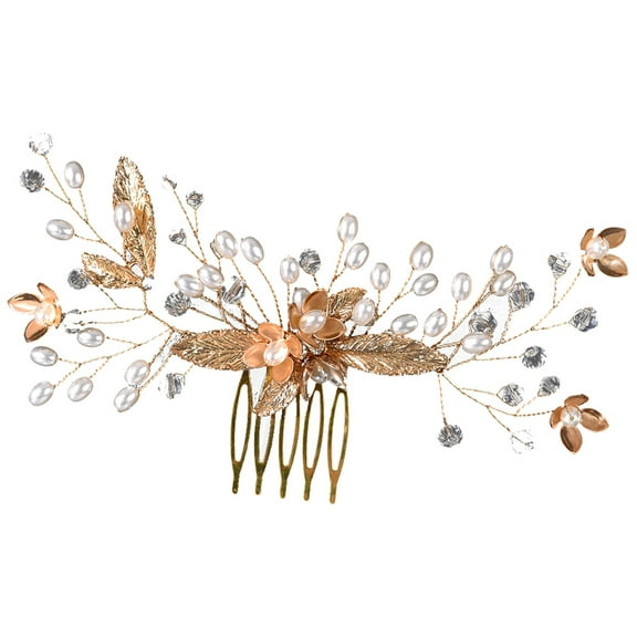 MLINS Wedding Hair Veil Handmade Crystal Tiara Mother 15.00X7.00X1.00CM Golden