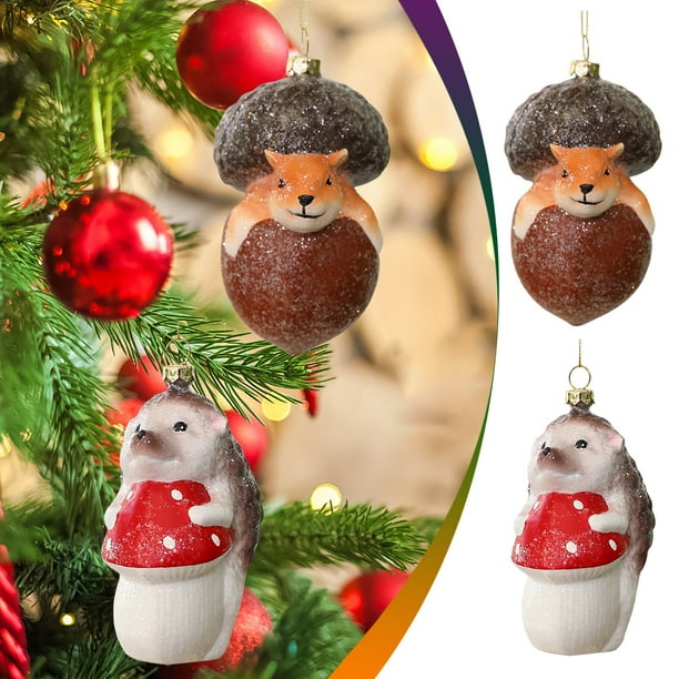 Ardilla Erizo 1 adorno navideño de plástico con forma de erizo para árbol de Navidad, bola colgante, 11 x 9 x 8 cm. Yulucky