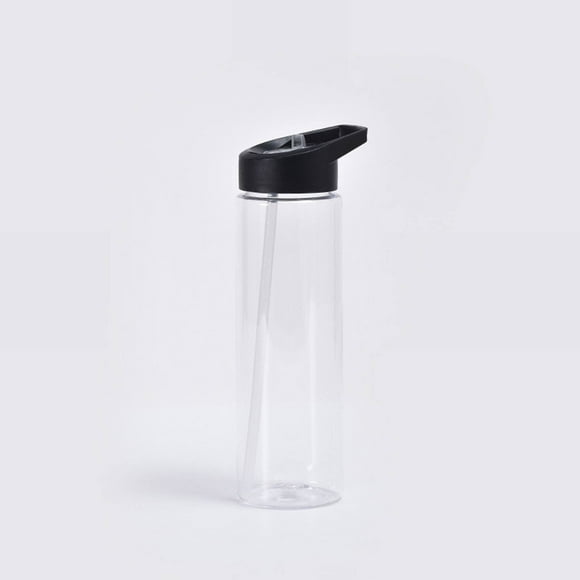 Clear Water Bottle With Straw | No Markings BPA Free 24 oz Sports Water Bottle | Leak Proof Re-Usable Flip Top Plastic Drinks Bottles for School, Office, Gym, Cycling,Plastic Water Bottles,Clear-24oz