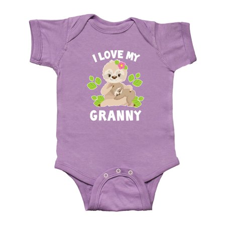 

Inktastic Cute Sloth I Love My Granny with Green Leaves Gift Baby Boy or Baby Girl Bodysuit