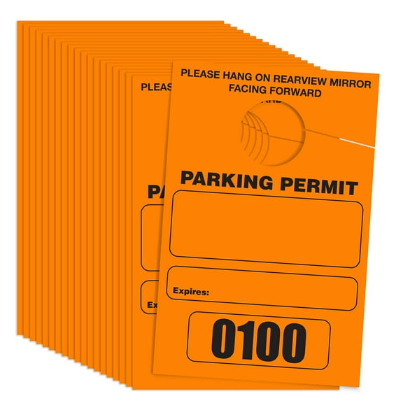 Orange Parking Hang Tags, 100 Pack, Temporary Passes, Bulk Pack, Custom Passes Numbered 1-100, 3.15" x 4.75" Placards for Rearview Mirror by Better Office Products