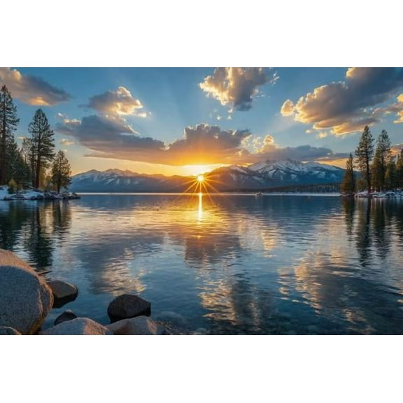Puzzles Every Piece is Unique -Lake Tahoe-Pieces Fit Together Perfectly 300 Piece Wooden Jigsaw Puzzle with Hidden Images Gift