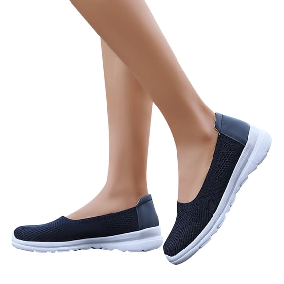 Vedolay Flat Sneakers Sneakers For Women Slip On Walking Shoes Non Slip Fashion Flats Loafer,Blue 8