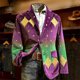 thumbnail image 3 of Chaqueta de Vestido de Ceremonia de Impresión de Corduro Largo para Hombre con Bolsillos, Blazer de Partido Delantero de Botón para Invierno Primavera, 3 of 3