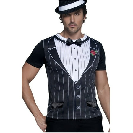 Mens Roaring 20s Black And White Gangster Instant Shirt Costume