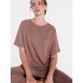 thumbnail image 5 of Joyspun Women's French Terry Knit Sleep Top with Short Sleeves, Sizes XS-3X, 5 of 6