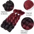 thumbnail image 4 of Benehair Jumbo Braiding Hair Synthetic Salon Crochet Braids Ombre for Twist Hair Extensions 24"/300g 3 Packs Dark Black to Dark Red, 4 of 8