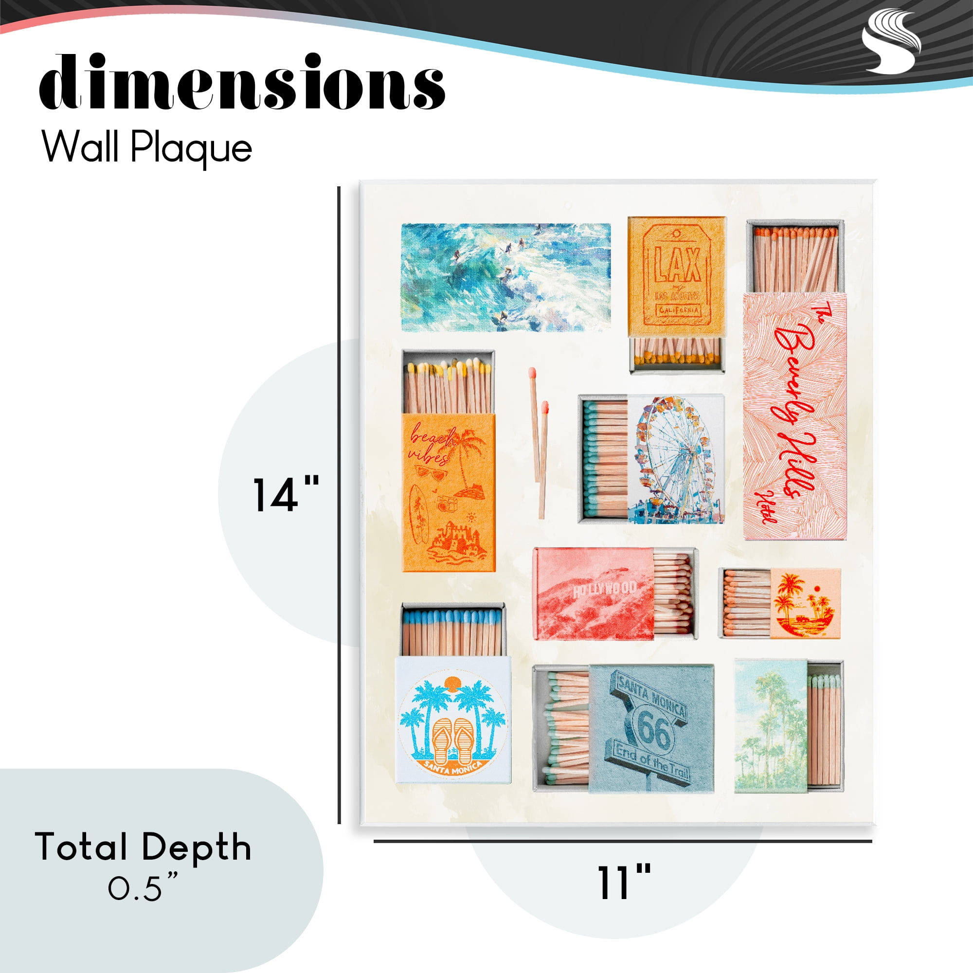California Beach Matchboxes Wall Plaque Art, design by Ziwei Li