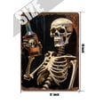 thumbnail image 5 of Vintage Skull Metal Wall Art Retro Beer Skeleton Tin Sign Happy Halloween Picture Art for Home Bedroom Living Room Man Cave Cafes Club Pub Decor 12"x16", 5 of 6