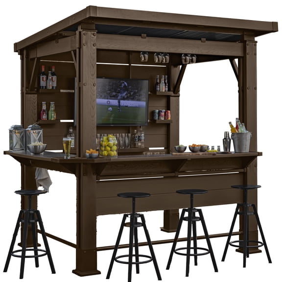 Signature 6x7 Patio Gazebo Bar – Ideal for Outdoor Cooking and Entertaining, Pine